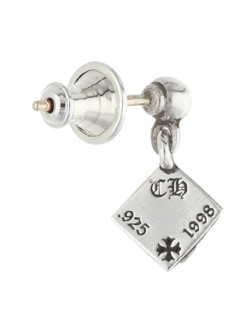 Chrome Hearts Pyramid Pls Drop Silver Earrings